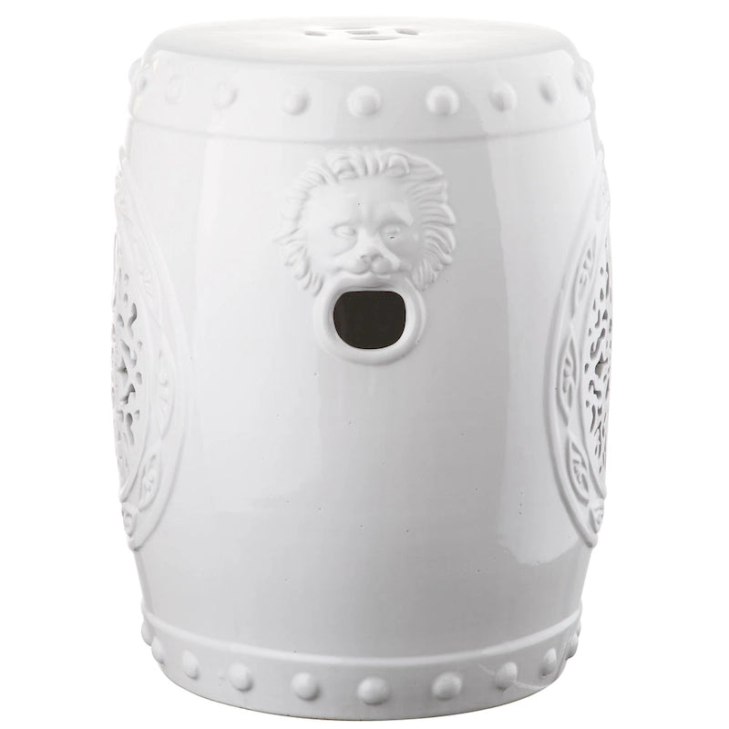 SAFAVIEH Irsila Tabouret de jardin décoratif en céramique blanche motif fleur