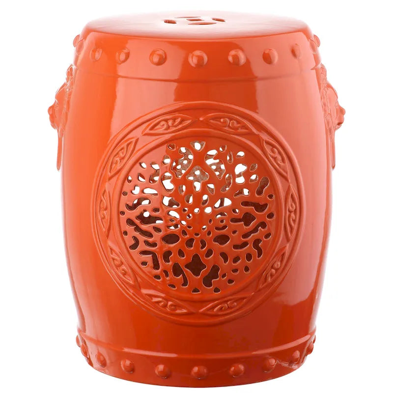 SAFAVIEH Irsila Tabouret de jardin décoratif en céramique blanche motif fleur