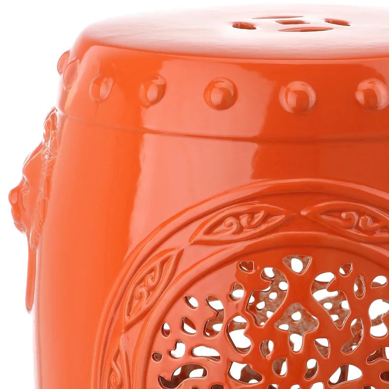SAFAVIEH Irsila Tabouret de jardin décoratif en céramique blanche motif fleur