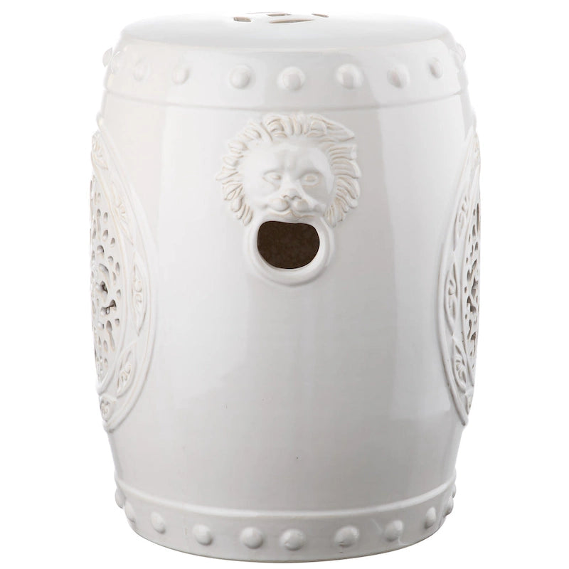 SAFAVIEH Irsila Tabouret de jardin décoratif en céramique blanche motif fleur
