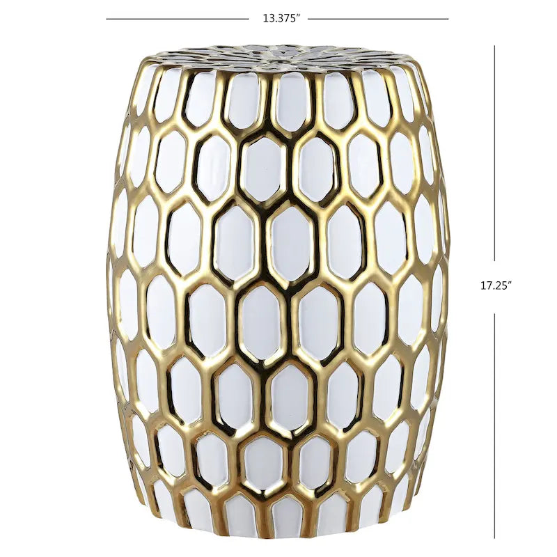 Tabouret de jardin décoratif en céramique SAFAVIEH Clarinda Honeycomb