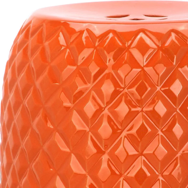 Tabouret de jardin décoratif en céramique orange Veroana SAFAVIEH