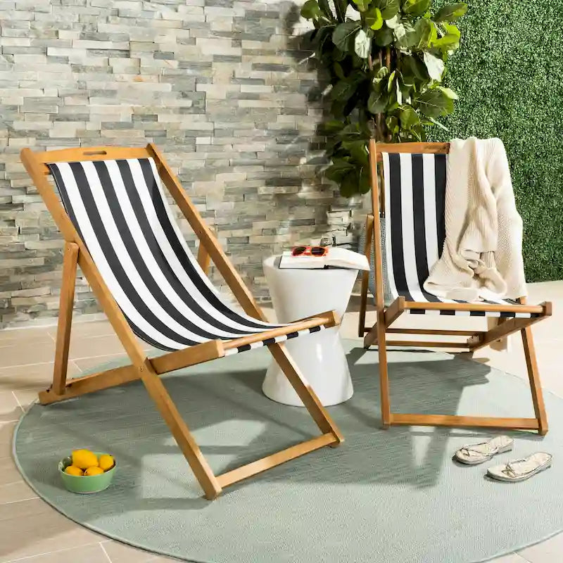 SAFAVIEH Chaise Pliante d'Extérieur Natalya (Lot de 2) - 61L x 86P x 104H