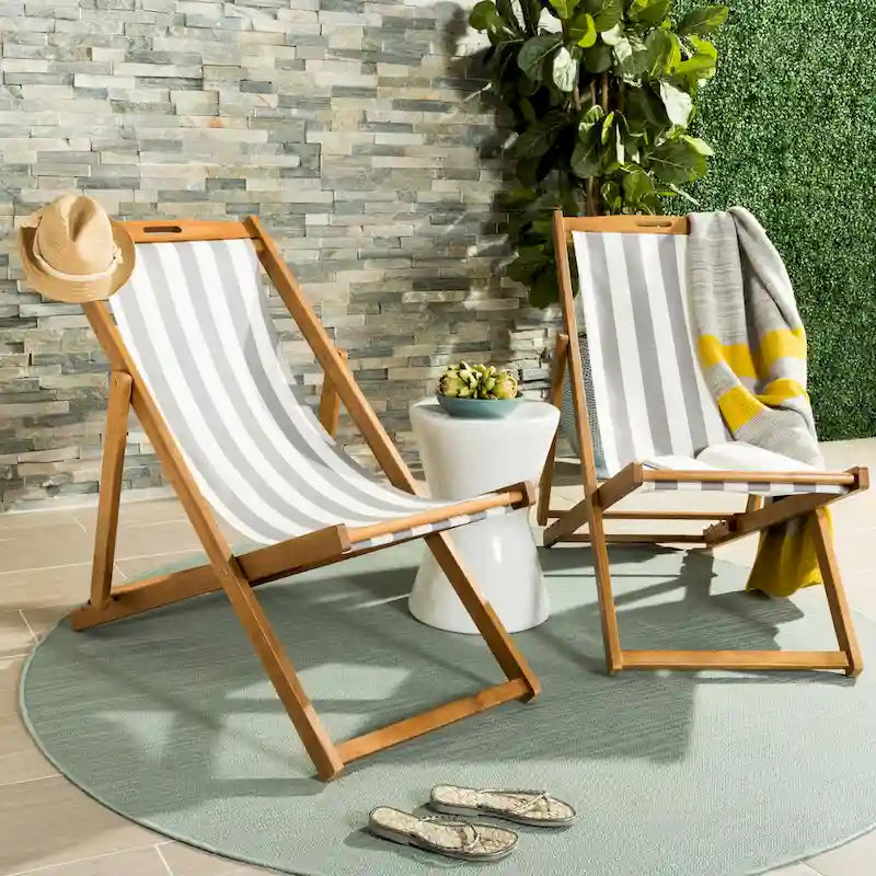 SAFAVIEH Chaise Pliante d'Extérieur Natalya (Lot de 2) - 61L x 86P x 104H