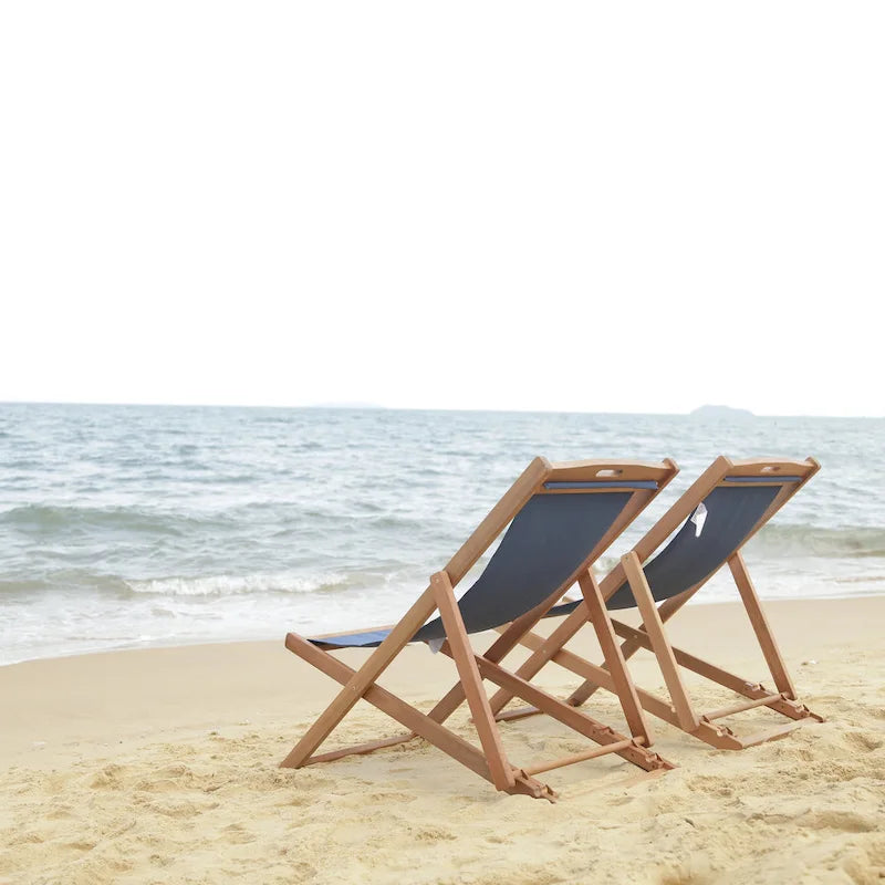 SAFAVIEH Chaise Pliante d'Extérieur Natalya (Lot de 2) - 61L x 86P x 104H
