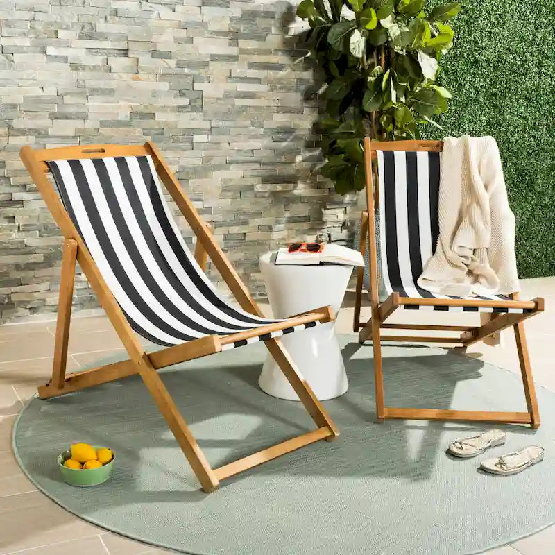 SAFAVIEH Chaise Pliante d'Extérieur Natalya (Lot de 2) - 61L x 86P x 104H