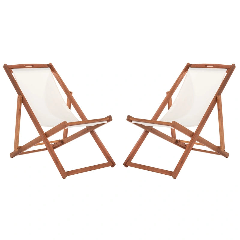 SAFAVIEH Chaise Pliante d'Extérieur Natalya (Lot de 2) - 61L x 86P x 104H