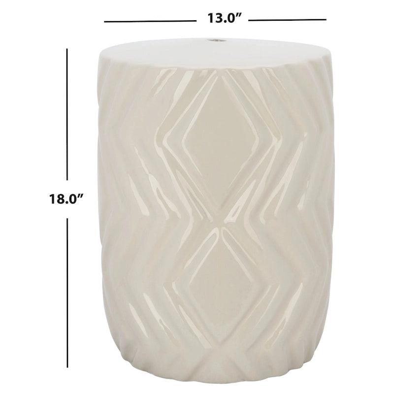 Tabouret de jardin décoratif en céramique ivoire d'intérieur/extérieur Tokiko SAFAVIEH