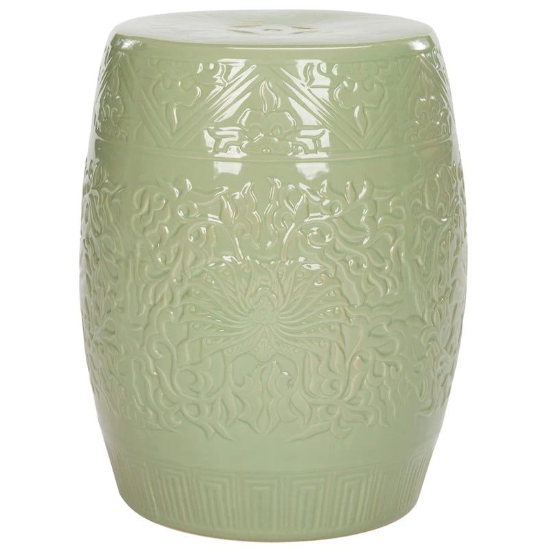 Tabouret de jardin décoratif en céramique vert citron gaufré Safavieh Paradise Ruza Gardens