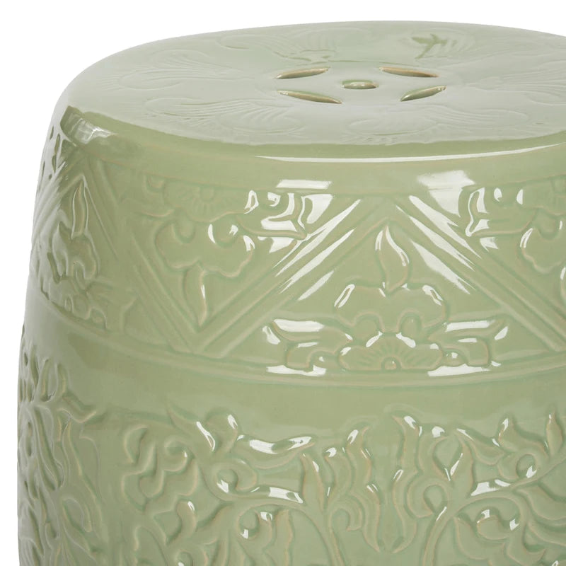 Tabouret de jardin décoratif en céramique vert citron gaufré Safavieh Paradise Ruza Gardens