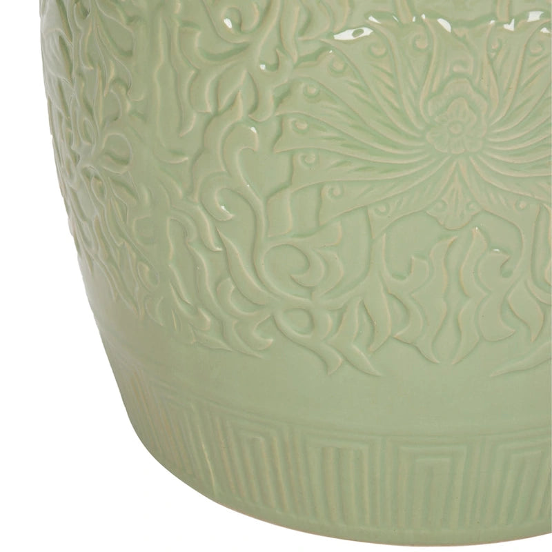 Tabouret de jardin décoratif en céramique vert citron gaufré Safavieh Paradise Ruza Gardens