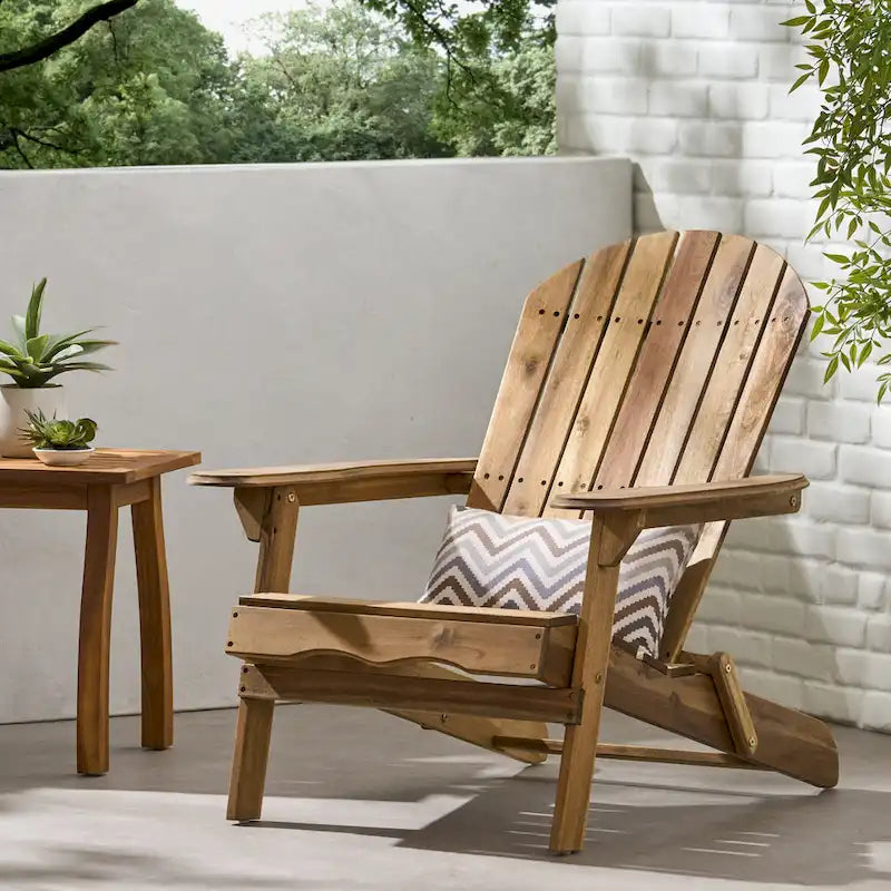 Chaise Adirondack pliante Hanlee en bois d'acacia par Christopher Knight Home - 29,50 L x 35,75 P x 34,25 H