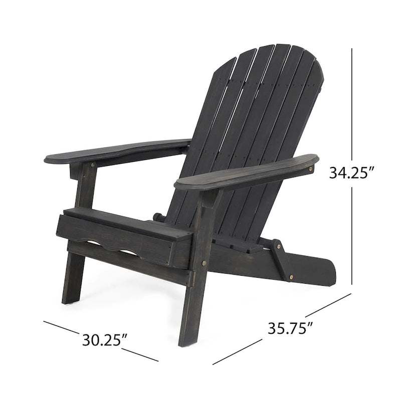 Chaise Adirondack pliante Hanlee en bois d'acacia par Christopher Knight Home - 29,50 L x 35,75 P x 34,25 H