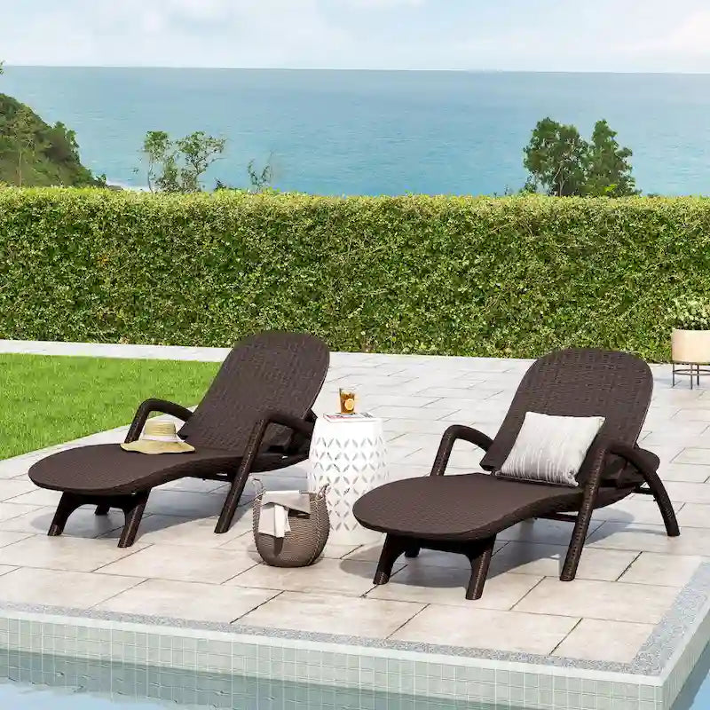 Waverly Outdoor Faux Wicker Chaise Lounges (Set of 2) by Christopher Knight Home - 31.50 W x 76.50 D x 21.00 H