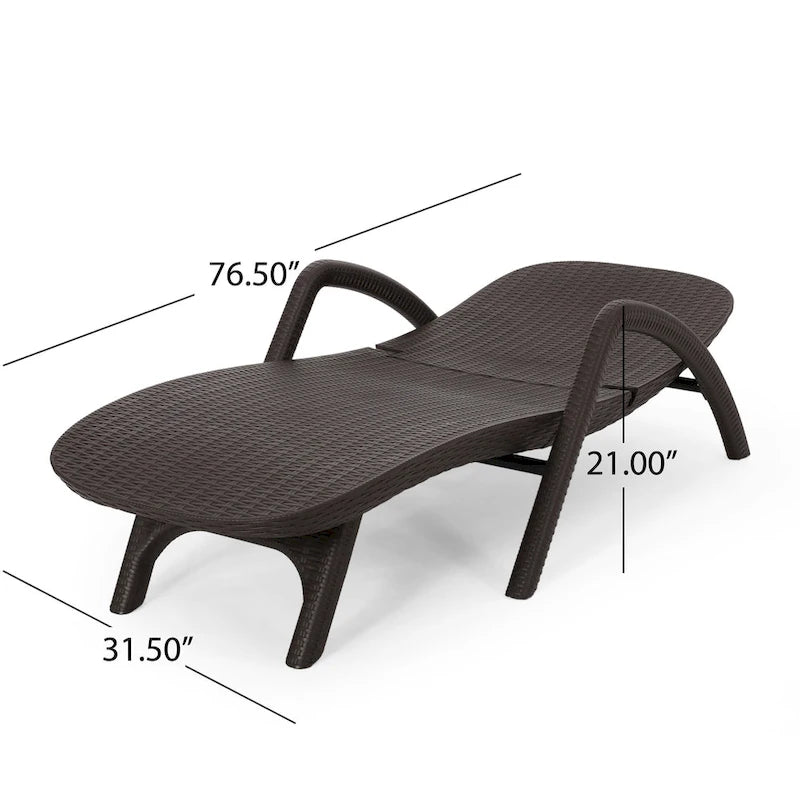 Chaises longues Waverly d'extérieur en similicuir (Lot de 2) par Christopher Knight Home - 31.50 L x 76.50 P x 21.00 H