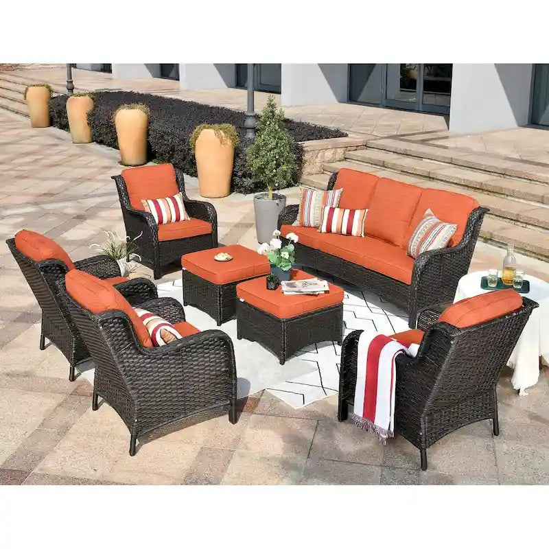 Ensemble de meubles de conversation de patio 7 pièces OVIOS