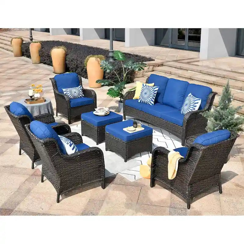 Ensemble de meubles de conversation de patio 7 pièces OVIOS