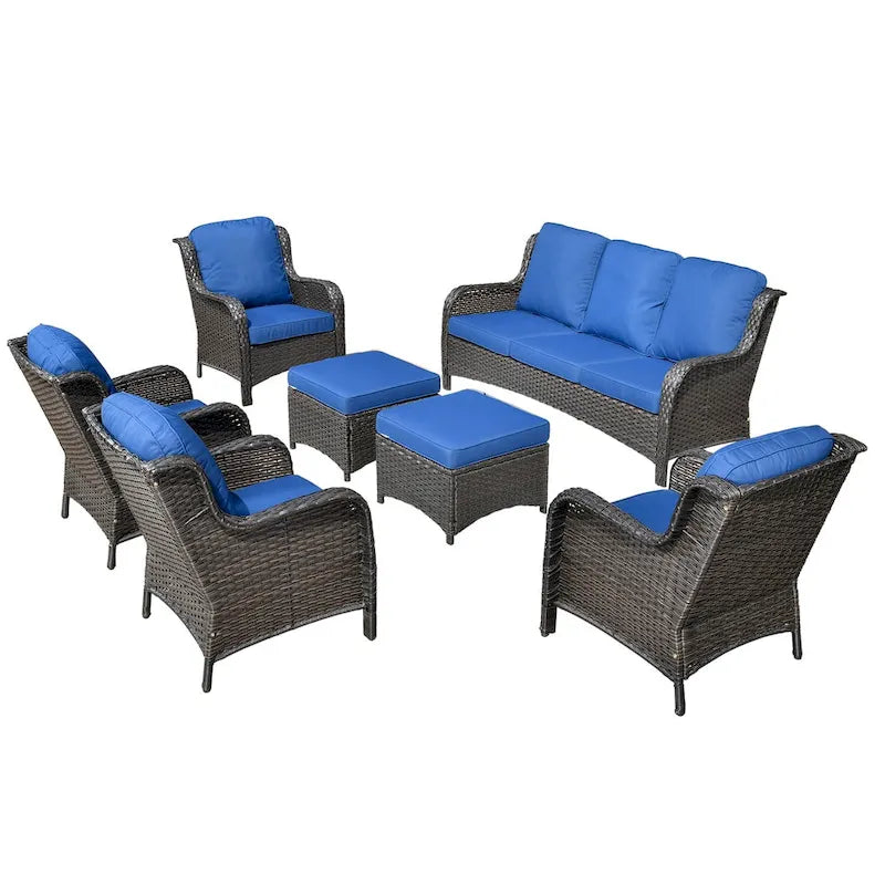 Ensemble de meubles de conversation de patio 7 pièces OVIOS