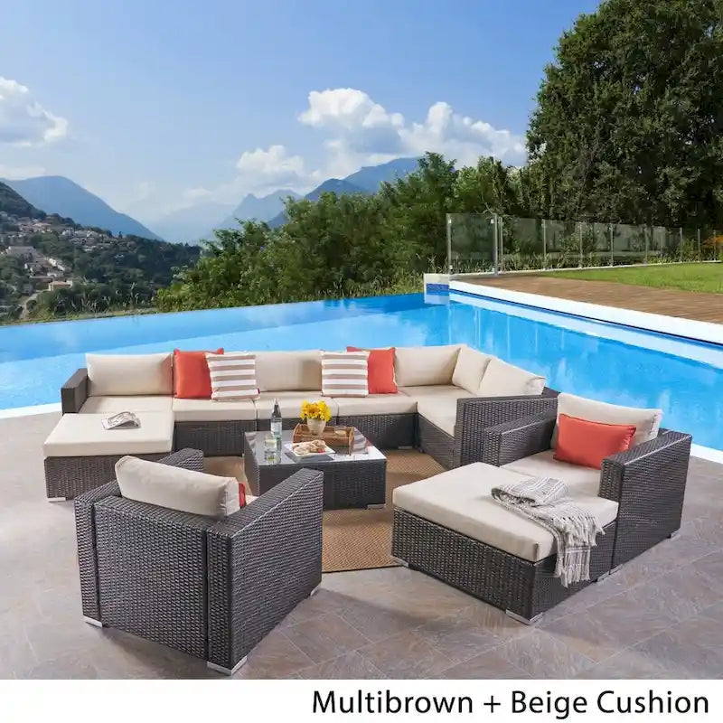 Ensemble de canapé d'angle en osier 8 places Santa Rosa par Christopher Knight Home