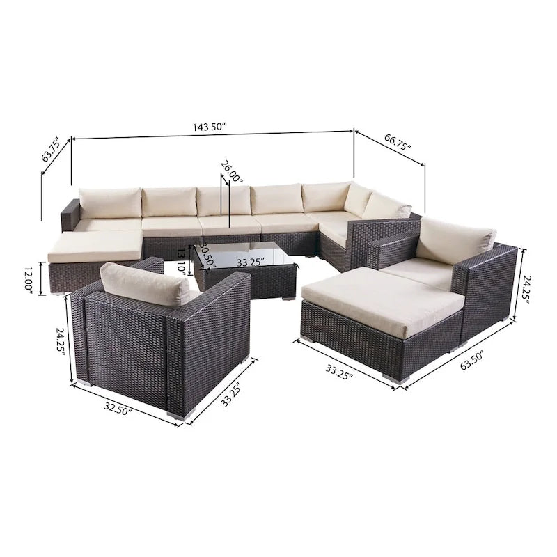 Ensemble de canapé d'angle en osier 8 places Santa Rosa par Christopher Knight Home