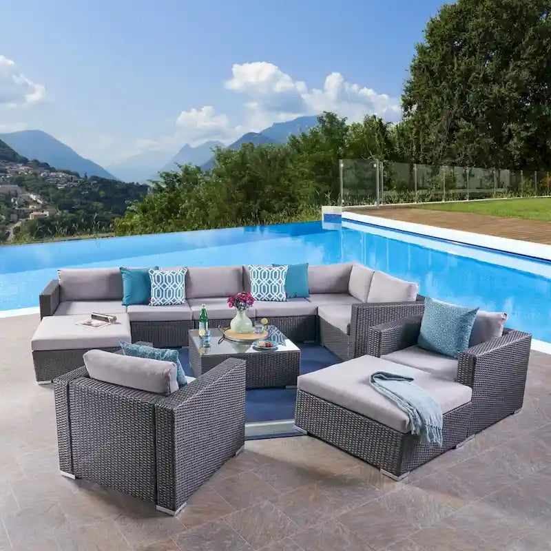 Ensemble de canapé d'angle en osier 8 places Santa Rosa par Christopher Knight Home