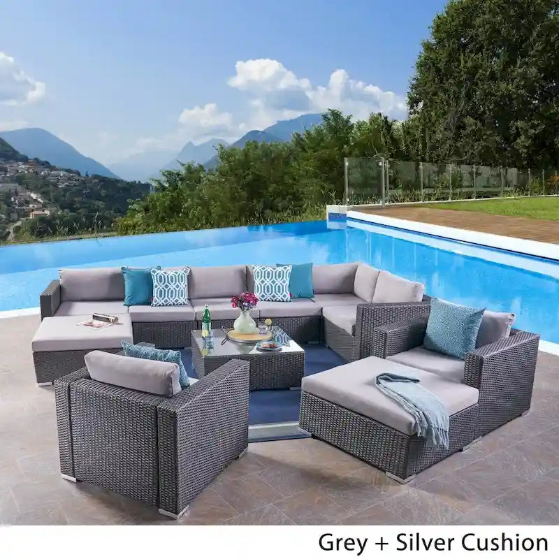 Ensemble de canapé d'angle en osier 8 places Santa Rosa par Christopher Knight Home