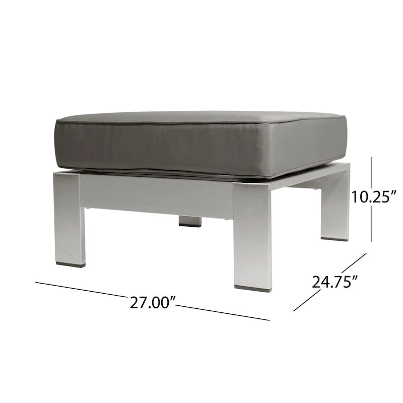 Ensemble de canapé d'angle en aluminium en forme de U à 9 places moderne d'extérieur Cape Coral avec ottomane par Christopher Knight Home