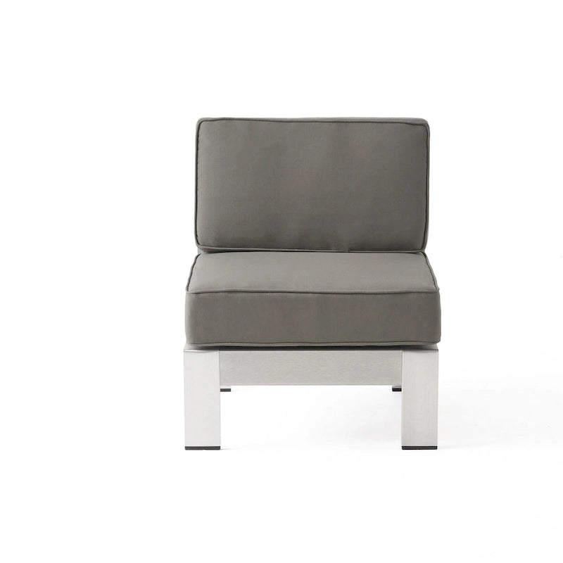 Ensemble de canapé d'angle en aluminium en forme de U à 9 places moderne d'extérieur Cape Coral avec ottomane par Christopher Knight Home