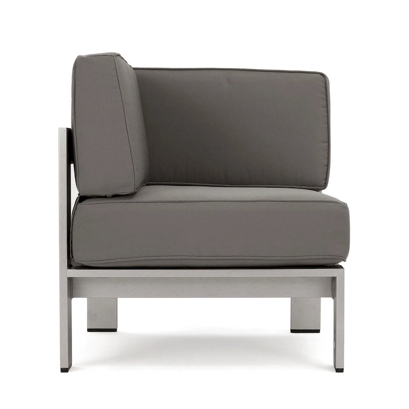 Ensemble de canapé d'angle en aluminium en forme de U à 9 places moderne d'extérieur Cape Coral avec ottomane par Christopher Knight Home