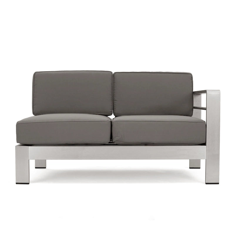 Ensemble de canapé d'angle en aluminium en forme de U à 9 places moderne d'extérieur Cape Coral avec ottomane par Christopher Knight Home