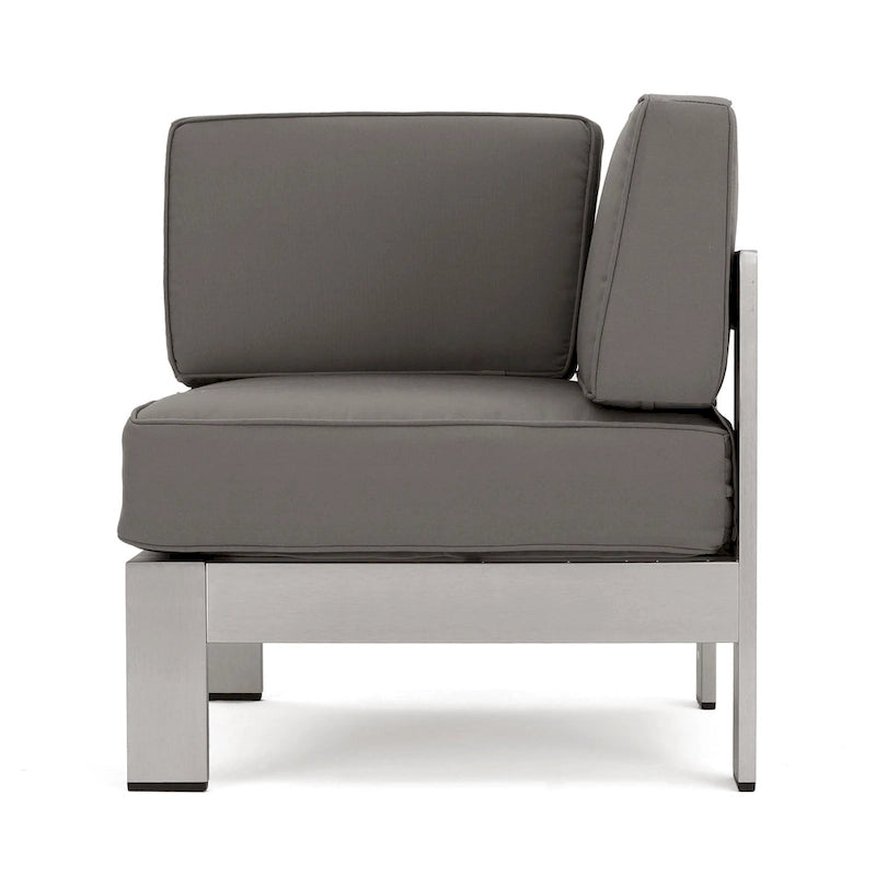 Ensemble de canapé d'angle en aluminium en forme de U à 9 places moderne d'extérieur Cape Coral avec ottomane par Christopher Knight Home