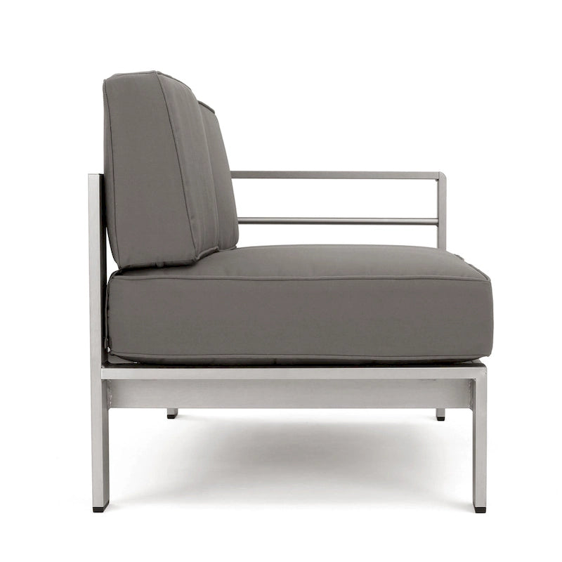 Ensemble de canapé d'angle en aluminium en forme de U à 9 places moderne d'extérieur Cape Coral avec ottomane par Christopher Knight Home