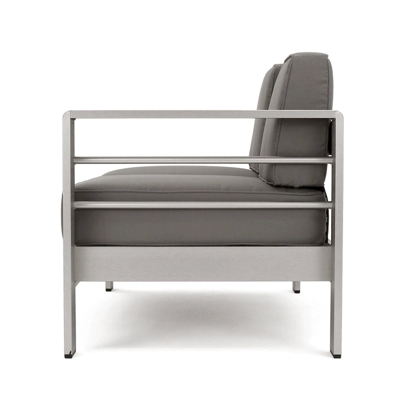 Ensemble de canapé d'angle en aluminium en forme de U à 9 places moderne d'extérieur Cape Coral avec ottomane par Christopher Knight Home