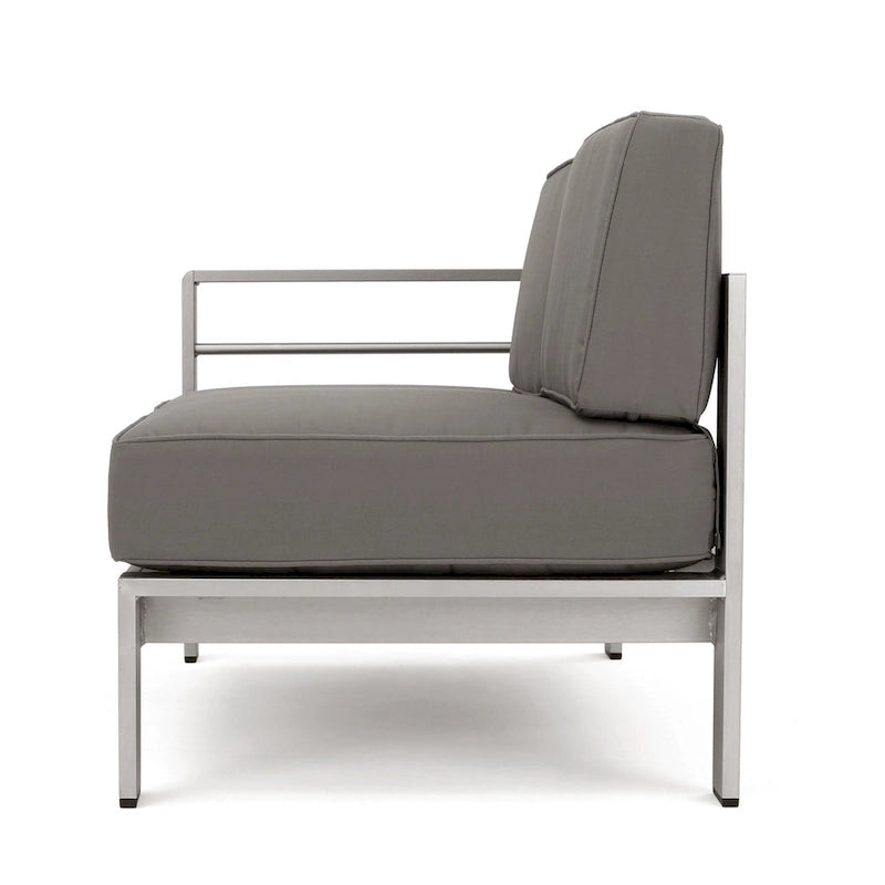 Ensemble de canapé d'angle en aluminium en forme de U à 9 places moderne d'extérieur Cape Coral avec ottomane par Christopher Knight Home