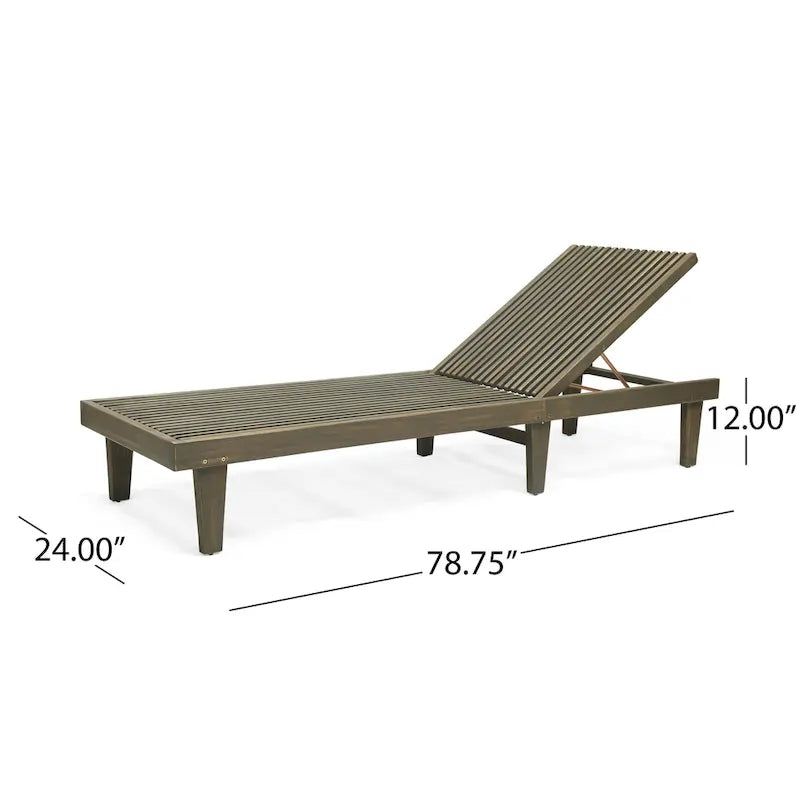Chaise longue d'extérieur en bois réglable Nadine par Christopher Knight Home