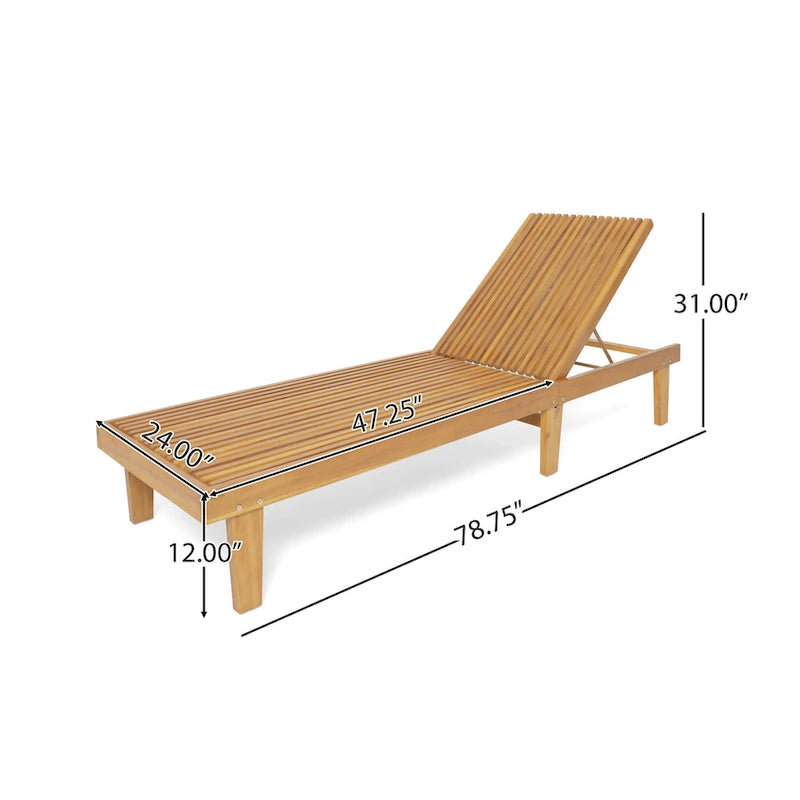 Chaise longue d'extérieur en bois réglable Nadine par Christopher Knight Home