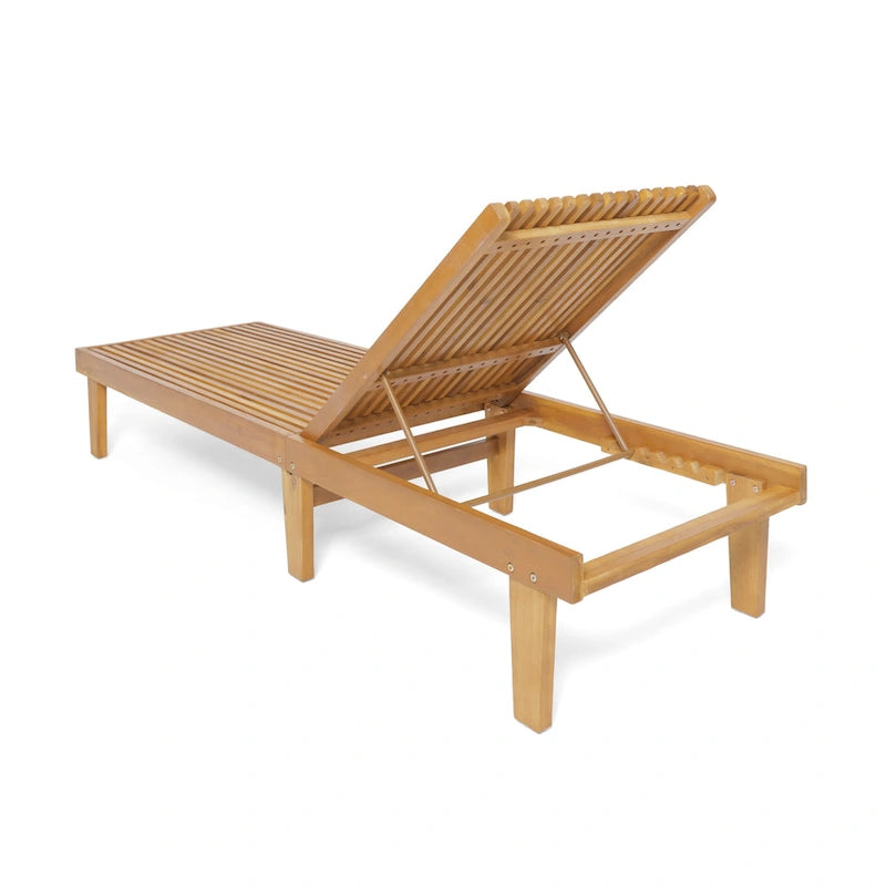Chaise longue d'extérieur en bois réglable Nadine par Christopher Knight Home