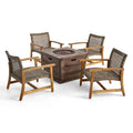 Ensemble de fauteuils de club Hampton d'extérieur en bois et osier avec foyer par Christopher Knight Home