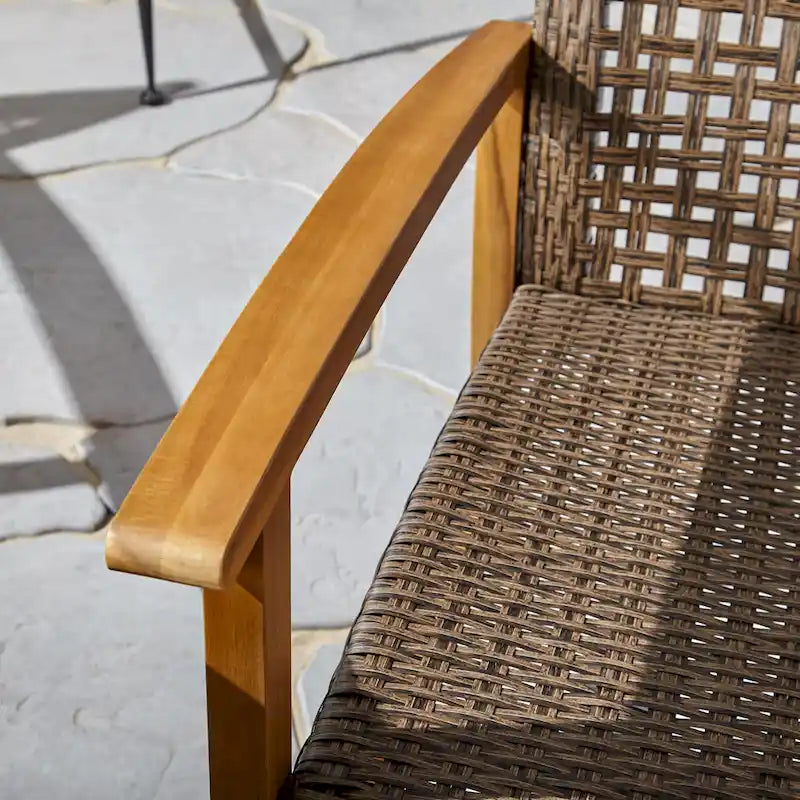 Ensemble de fauteuils de club Hampton d'extérieur en bois et osier avec foyer par Christopher Knight Home