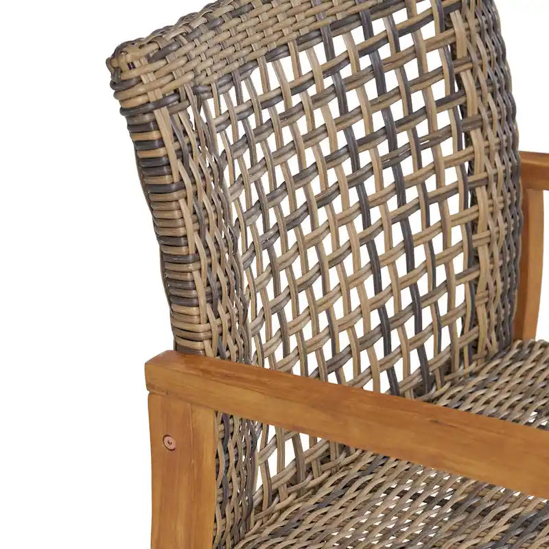 Ensemble de fauteuils de club Hampton d'extérieur en bois et osier avec foyer par Christopher Knight Home