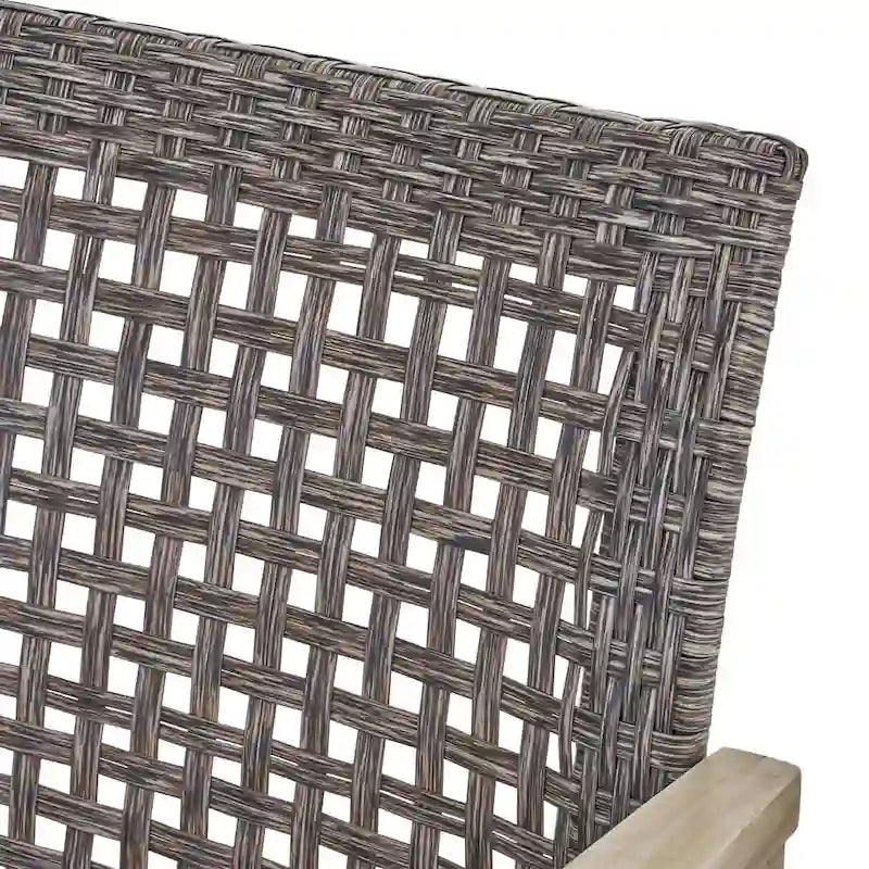 Ensemble de fauteuils de club Hampton d'extérieur en bois et osier avec foyer par Christopher Knight Home