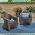 Fauteuil pivotant en osier d'extérieur Larchmont (lot de 2) par Christopher Knight Home