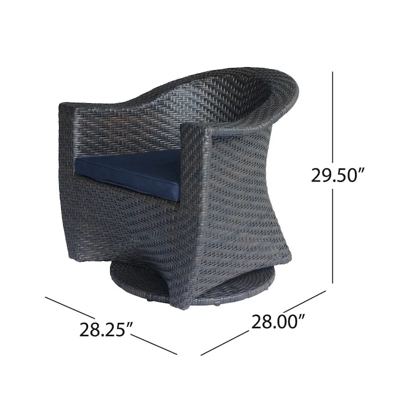 Fauteuil pivotant en osier d'extérieur Larchmont (lot de 2) par Christopher Knight Home