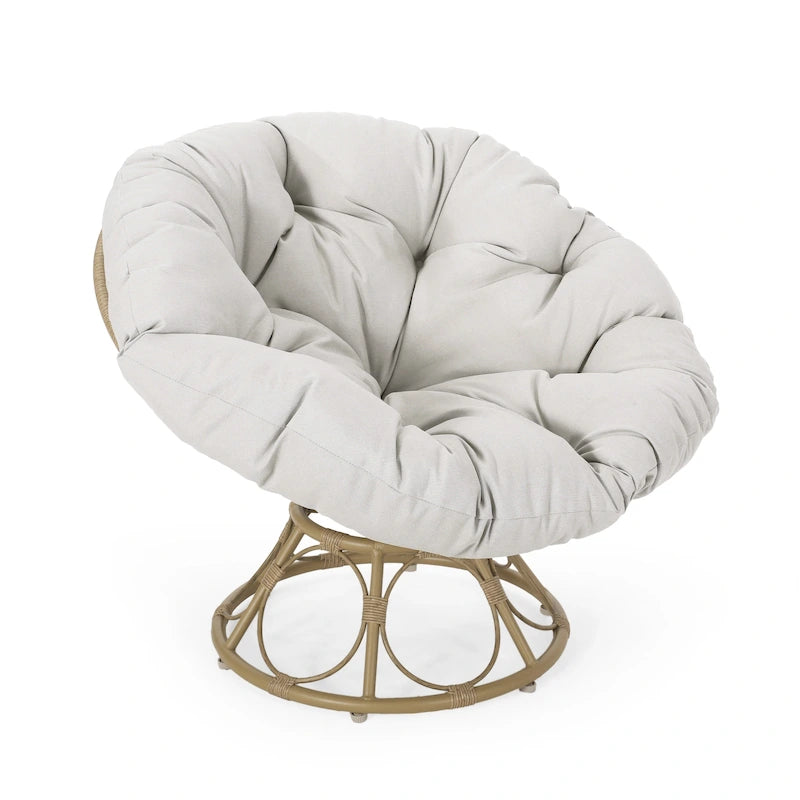Fauteuil pivotant d'extérieur Papasan Maries avec coussin par Christopher Knight Home