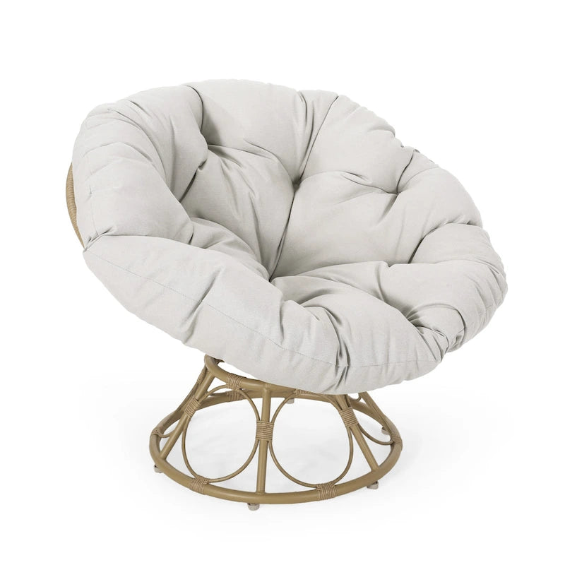 Fauteuil pivotant d'extérieur Papasan Maries avec coussin par Christopher Knight Home
