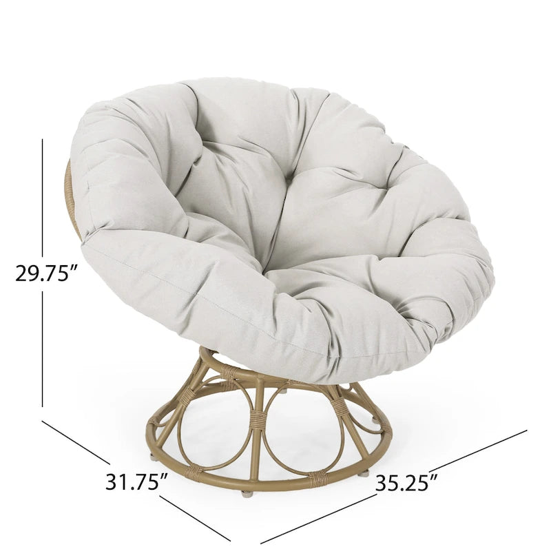 Fauteuil pivotant d'extérieur Papasan Maries avec coussin par Christopher Knight Home