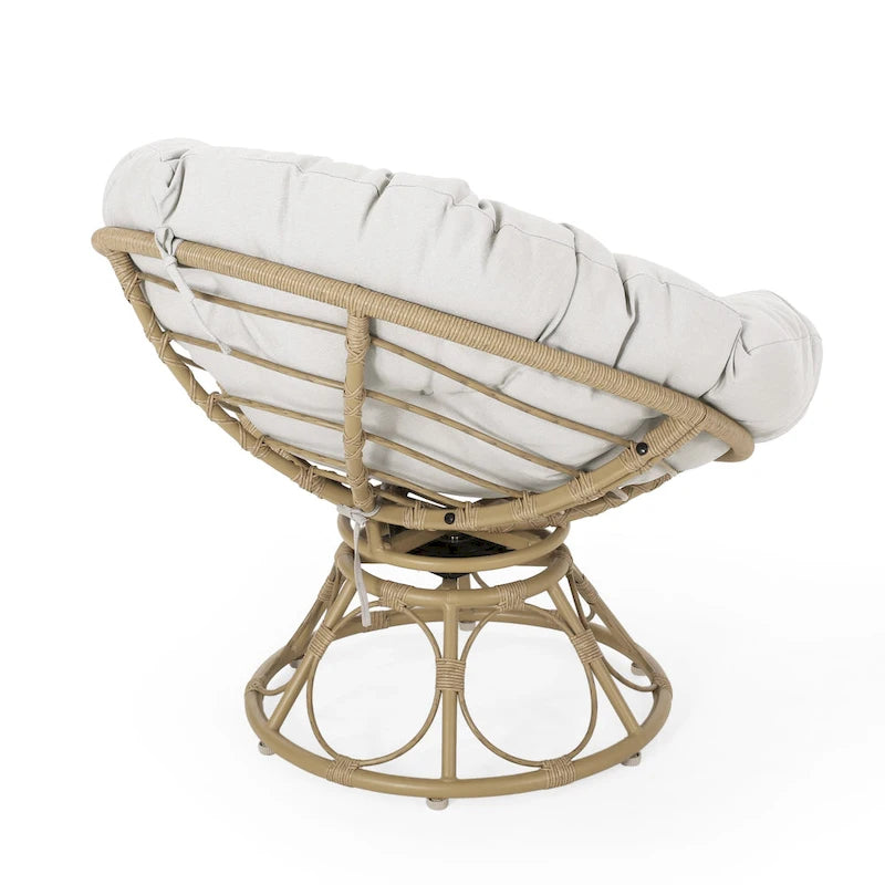 Fauteuil pivotant d'extérieur Papasan Maries avec coussin par Christopher Knight Home