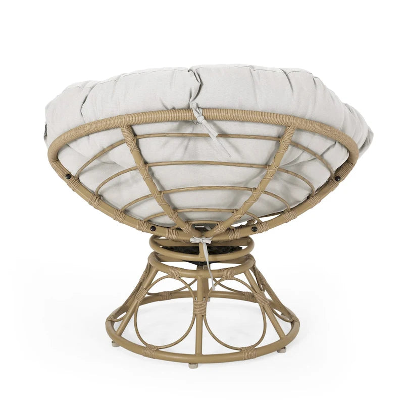 Fauteuil pivotant d'extérieur Papasan Maries avec coussin par Christopher Knight Home
