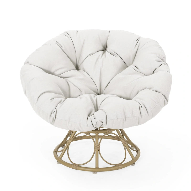 Fauteuil pivotant d'extérieur Papasan Maries avec coussin par Christopher Knight Home