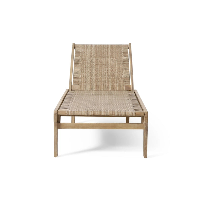 Chaise longue Benfield en bois d'acacia et osier plat par Christopher Knight Home